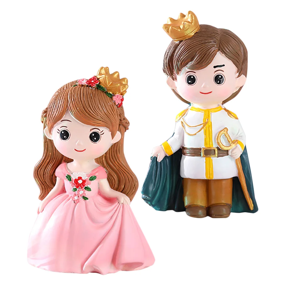 

2 Pcs Cartoon Cake Decoration Ornament Mini Pots Party Topper Resin Lovers