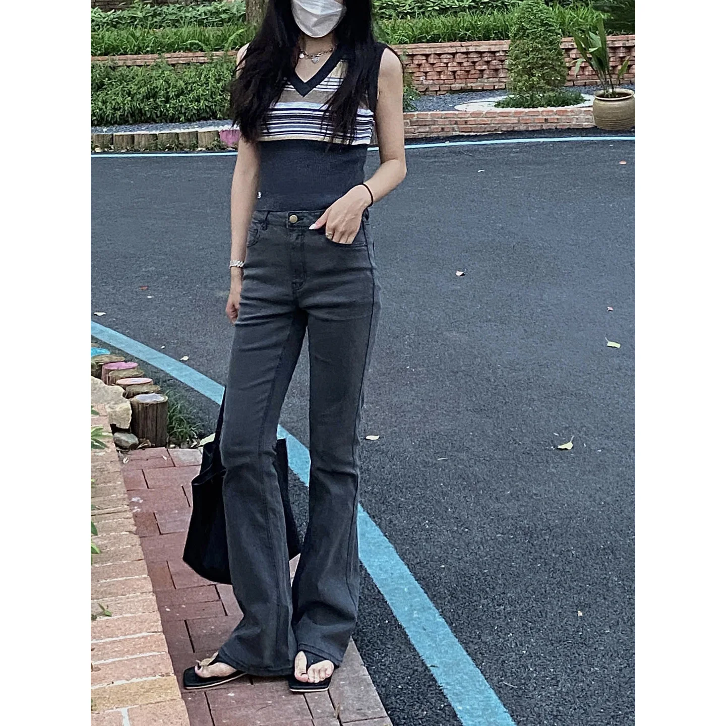 

Blue French Vintage Jeans 2023 Early Spring New Straight Bell-bottoms High Waist Slim Floor Pants Women