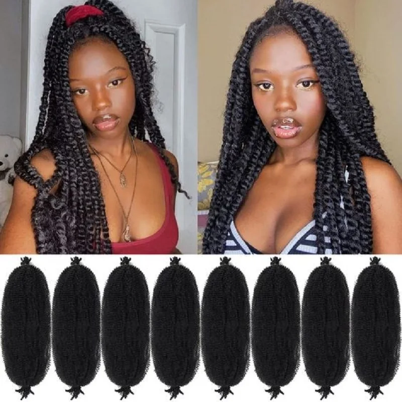 

16-24 Inch Springy Afro Twist Hair 8 Packs Marley Twist Braiding Hair Twist Hair for Soft Butterfly Locs Crochet Hair for women