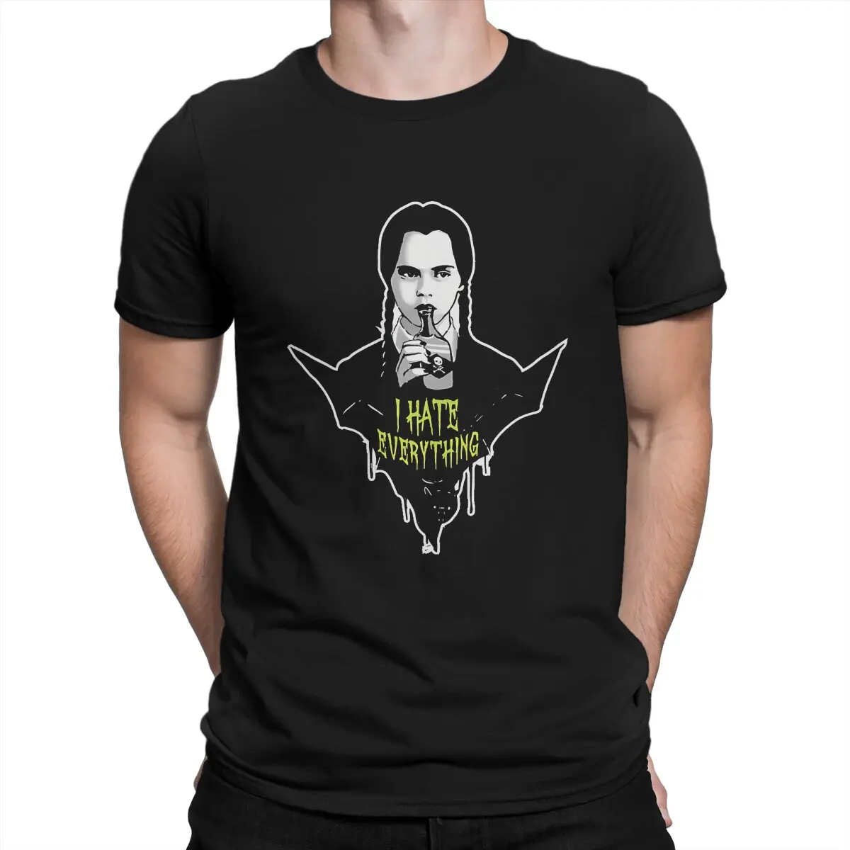 

I Hate Everything Gothic Men's T Shirts T-The Addams Family Casual Tee Shirt Short Sleeve Crew Neck T-Shirt Cotton 6XL Clothes
