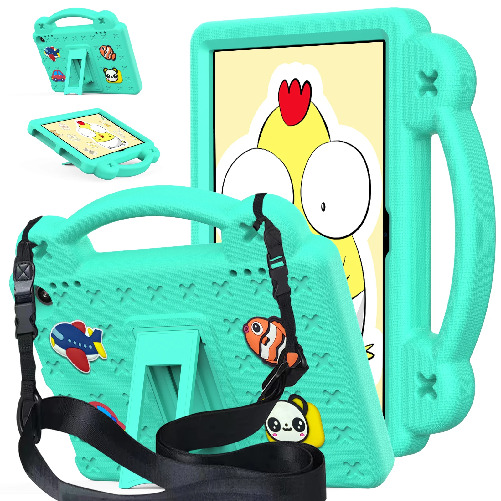 Cartoon EVA Tablet Case with Handle and Shoulder Strap