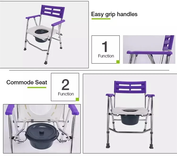 Hospital plastic folding commode chair bathroom toilet adult bath seat for elderly Commode Toilet 3