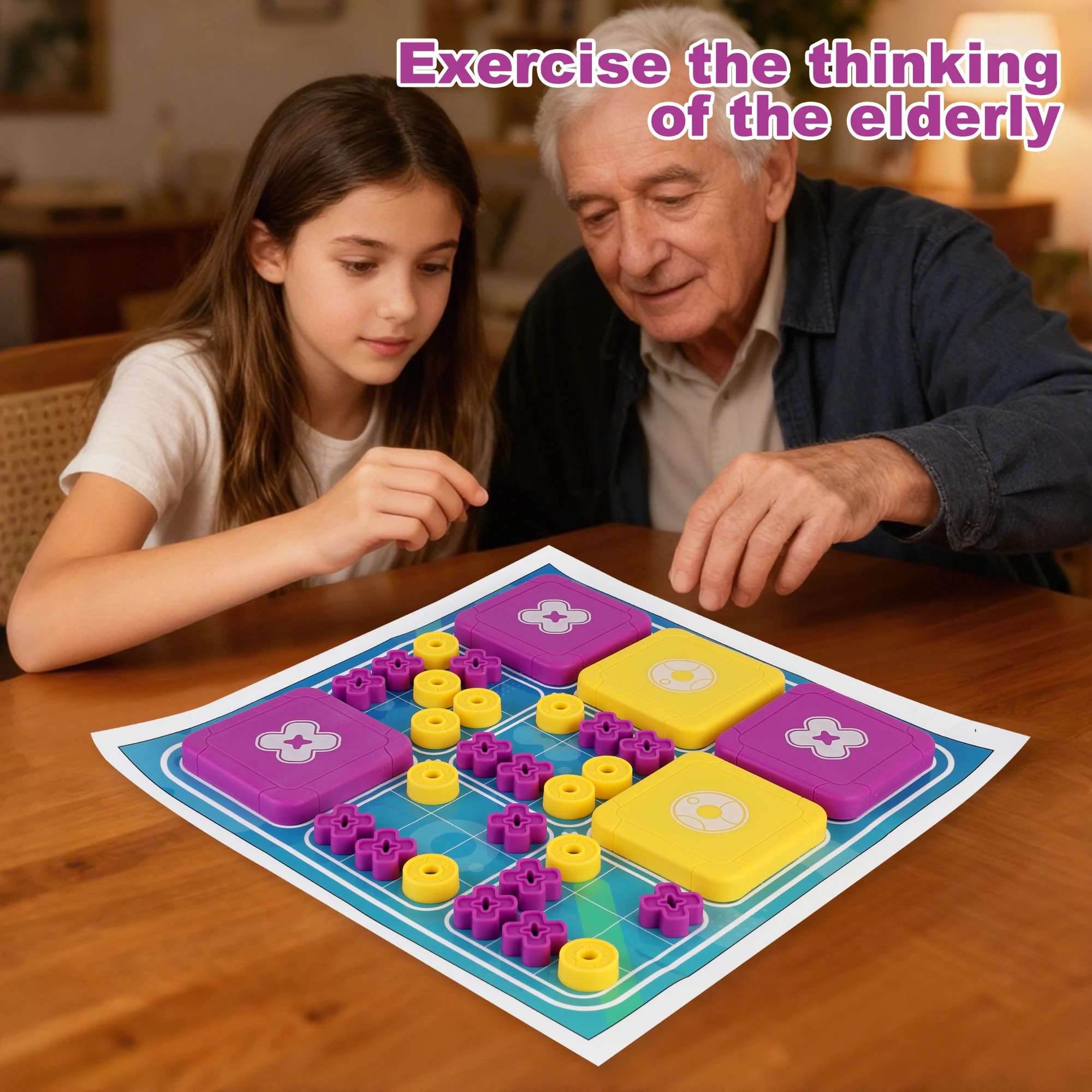 Tic Tac Toe Board Game Family Travel-Friendly Puzzle Game Set Early Education Tabletop Game for Christmas Train Logical Thinking