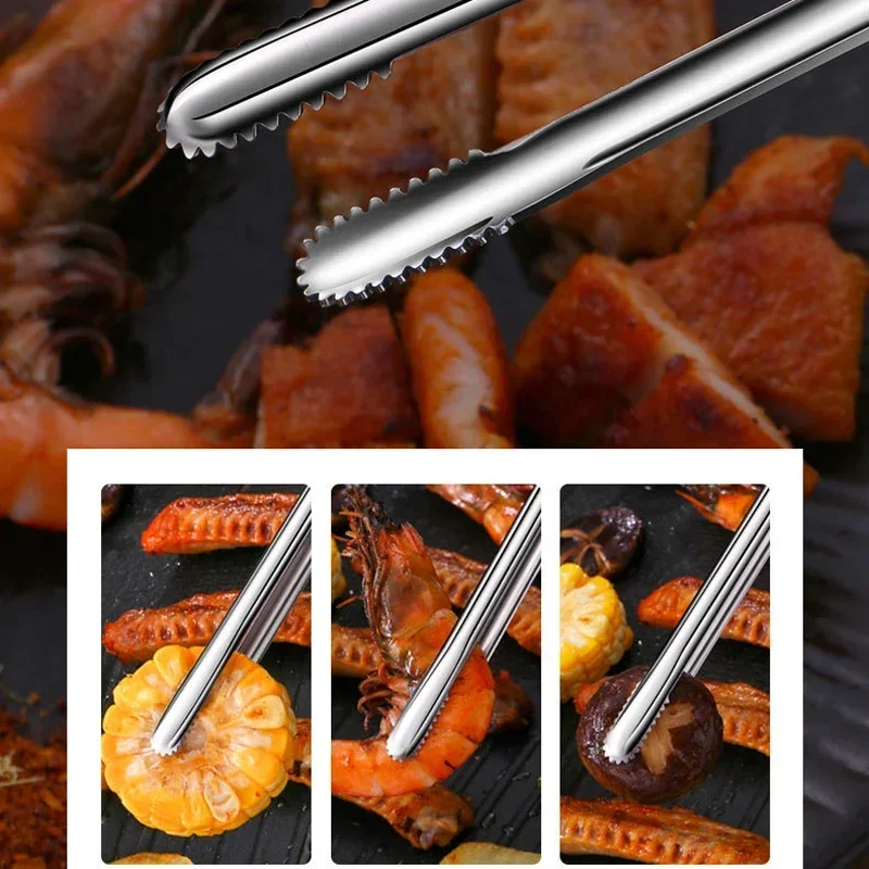 Food Tongs Barbecue Non-Slip Cooking Clip Stainless Steel Portable Picnic Tweezer Salad Steak Clamp Bread food tongs