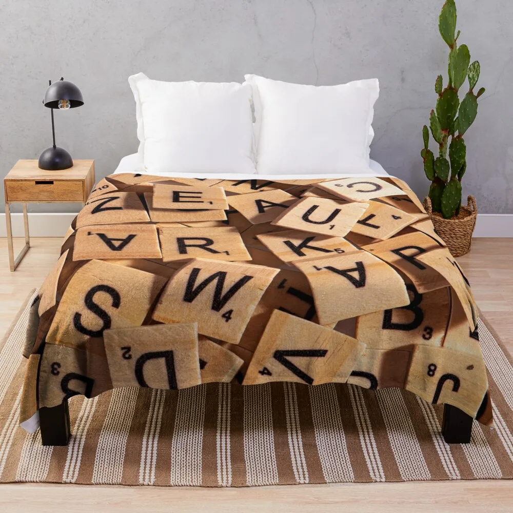 

Wooden Letter Tiles Throw Blanket Multi-Purpose cosplay anime Sofa Throw Blanket