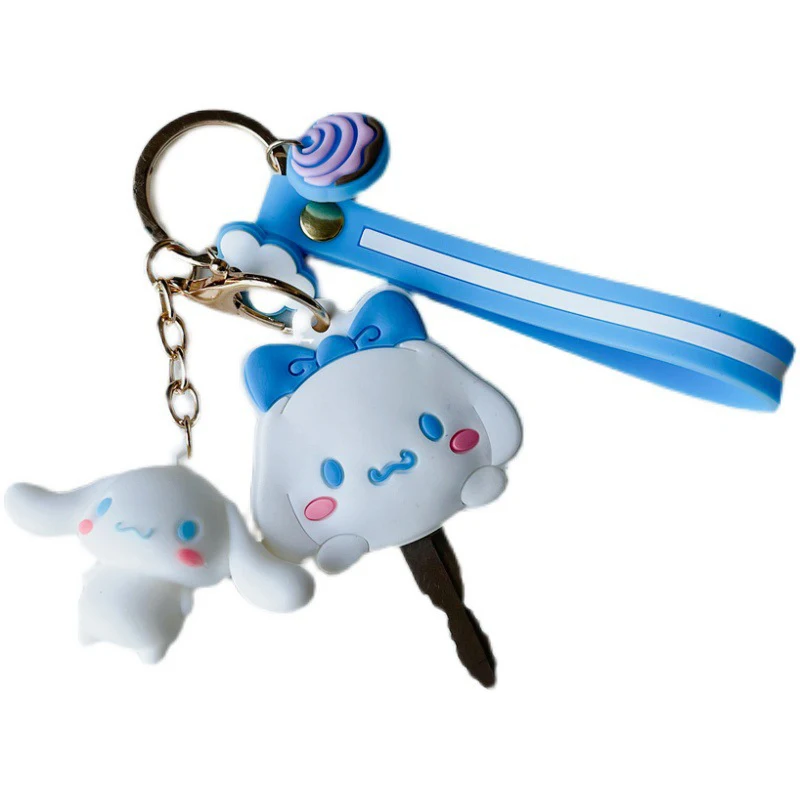 Sanrio Hello Kitty Keychain Silicone Cute Key Case KT Cat Pendant Cinnamoroll Kuromi Melody Access Control Card Case plush keychain key chain