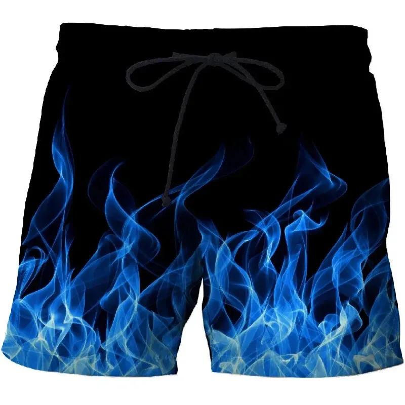 Summer Fashion Flame Pattern Shorts Pants Casual Men's 3D Printed Beach Summer Surfing Swimmers Men's Outdoor Shorts