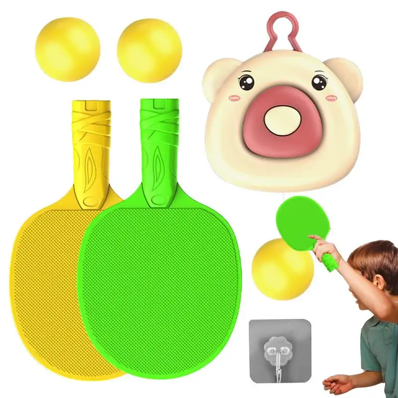 

Kids Pingpong Trainer Cute Bear Pingpong Balls Training Sparring Device Table Tennis Self Training Set Home Parent Child Toy For