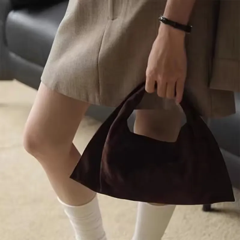 Ladies Top-handle Bag High-end Design Shoulder Crossbody Bag Vintage Commute Soft Matte Suede Leather Handbag for Autumn Winter