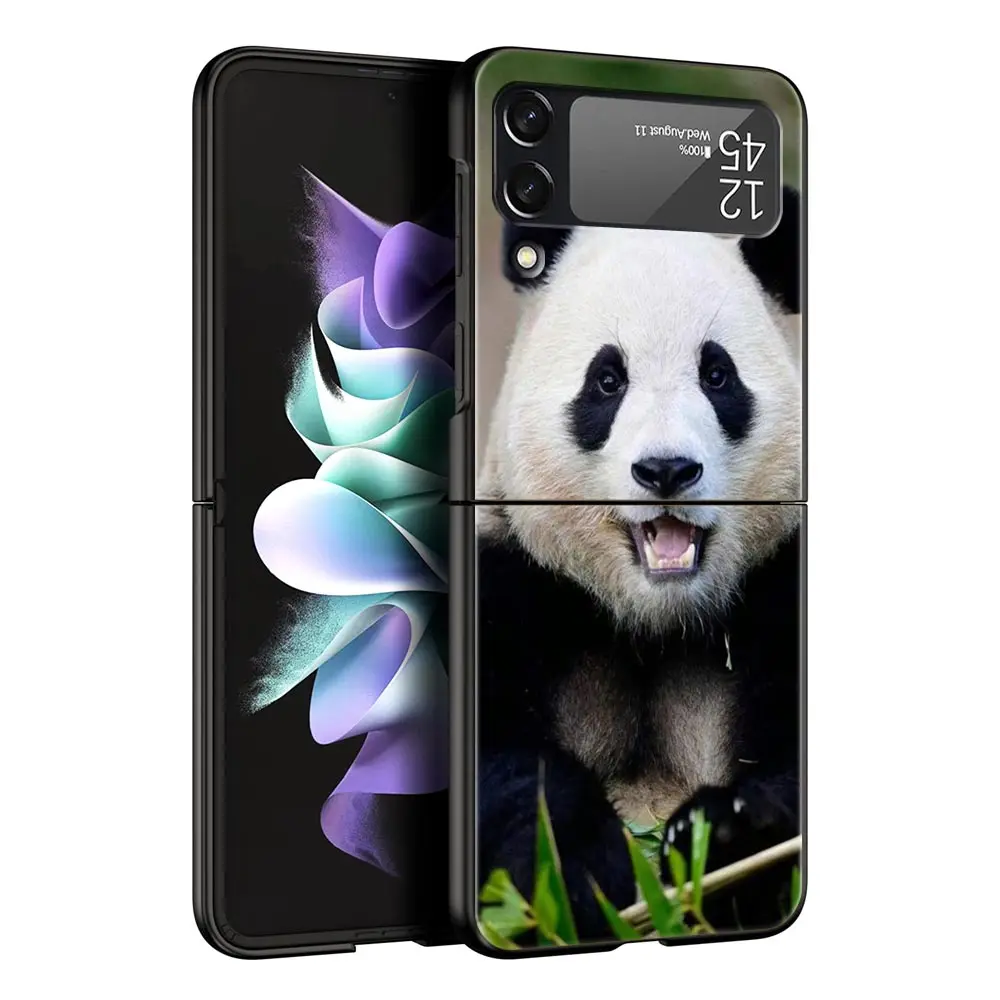 Luxury Black Folding Phone Case with Fubao Panda Design