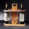 Wooden Red Wine Rack Ornaments Bamboo High Legged Glass Inverted Cup Rack Outdoor Portable Hanging Wine Glass Rack 1