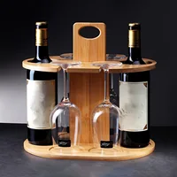 Wooden Red Wine Rack Ornaments Bamboo High Legged Glass Inverted Cup Rack Outdoor Portable Hanging Wine Glass Rack 1