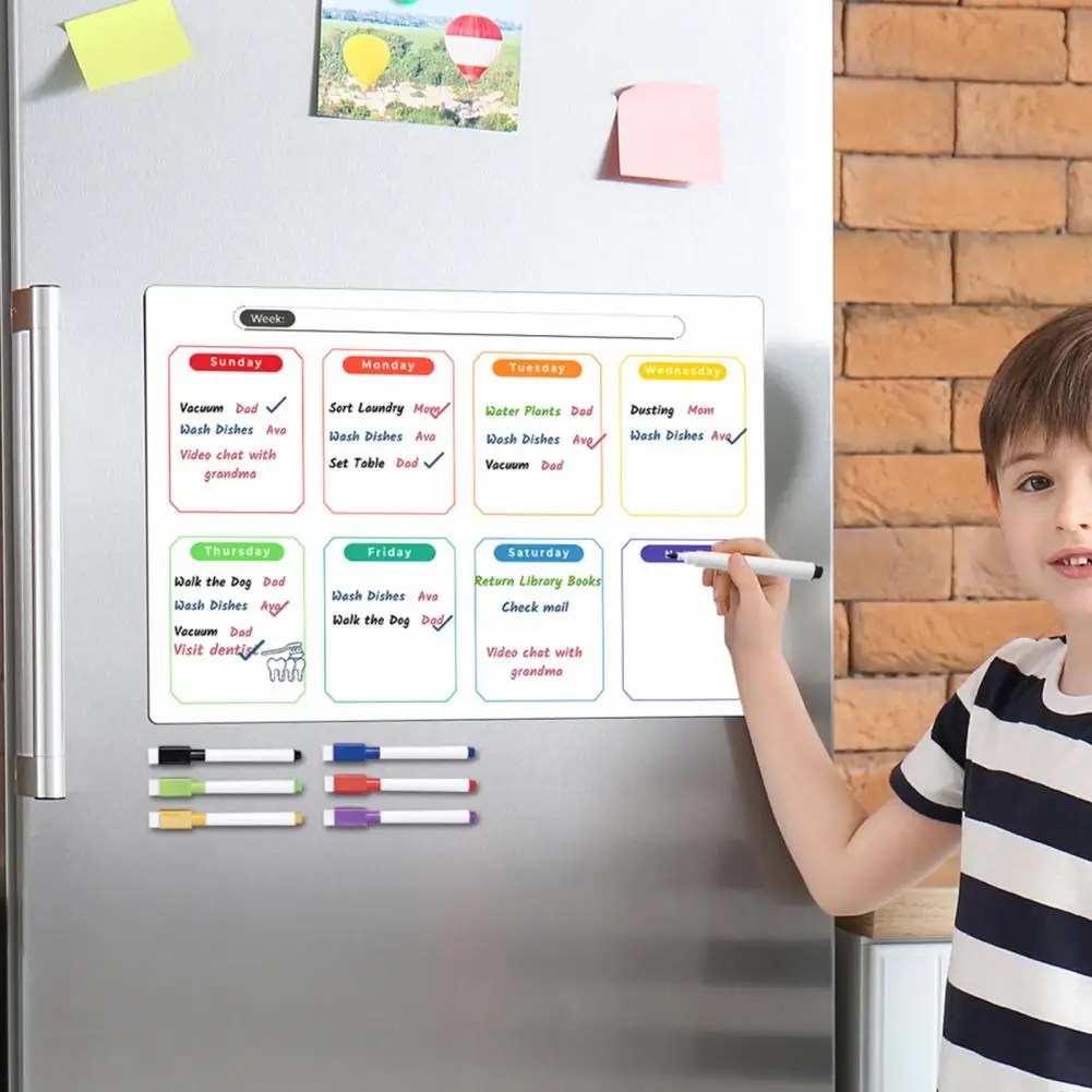 Easy-to-clean Magnetic Message Board Magnetic Message Board Weekly Planner Organize Home Kitchen with An Erasable Writing