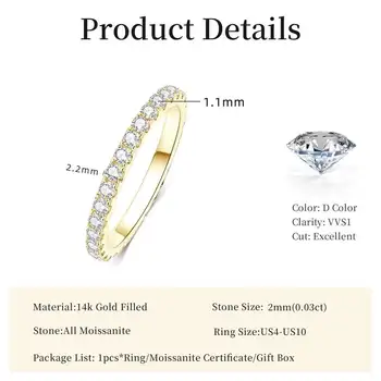 Lnngy 14k Gold Filled Wedding Band For Women Certified D Color VVS1 Lab Created 2mm Moissanite Eternity Ring Sparkling Jewelry 2 Lnngy 14k Gold Filled Wedding Band For Women Certified D Color VVS1 Lab Created 2mm Moissanite Eternity Ring Sparkling Jewelry 2