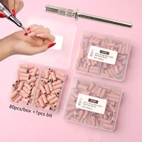 80pcs/box Pink 3.1mm Mini Sanding Bands Kits Nail Drill Bits Mandrel Sets Electric Manicure Accessories Tool Dead Skin Remover 2