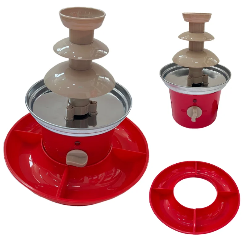 110V/220V home Stainless steel Triple chocolate fountain machine mini melting pot Electric party Fruits fuente de chocolates