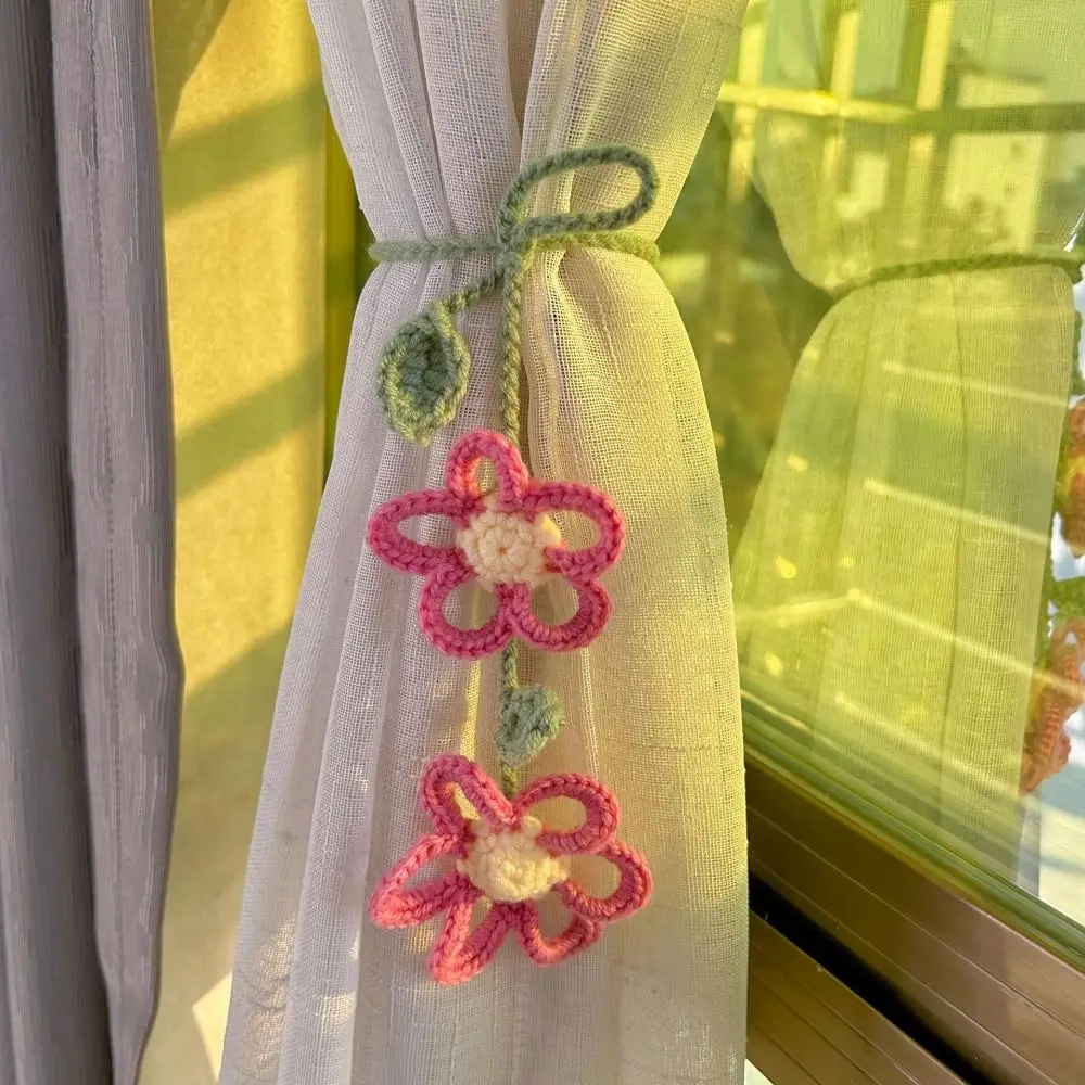 INS Handmade Knitted Bookmark Unique Belt Floral Pendants Daisy Flower Page Marker Crochet Book Marker Book Lovers floral painting bookmark,bookmark page holder,bookmark holder,retro flower bookmark,crochet bookmark