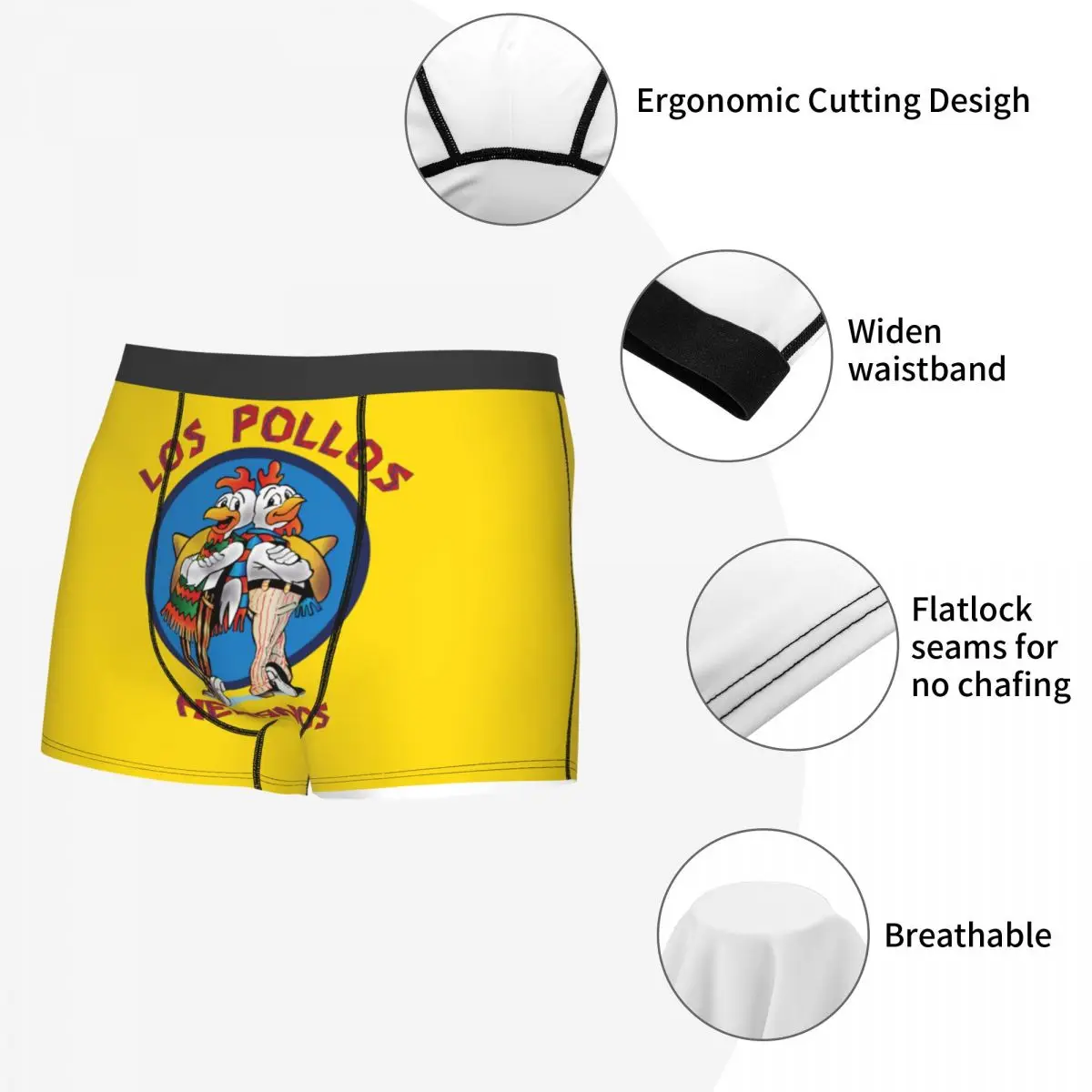Custom Breaking Bad Underwear Men Stretch Los Pollos Hermanos Chicken Brothers Boxer Briefs Soft Underpants 5
