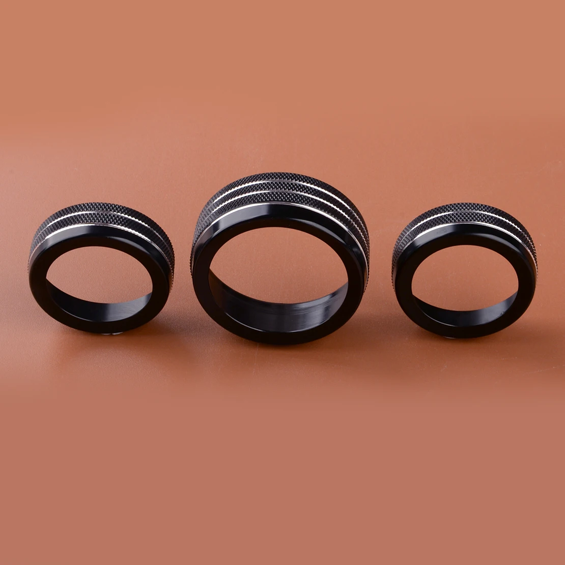 중앙 콘솔 AC 기후 라디오 볼륨 스위치 단추 턴 노브 링 커버, 지프 그랜드 체로키 2014-2021 에 적합, 블랙, 세트당 3 ..