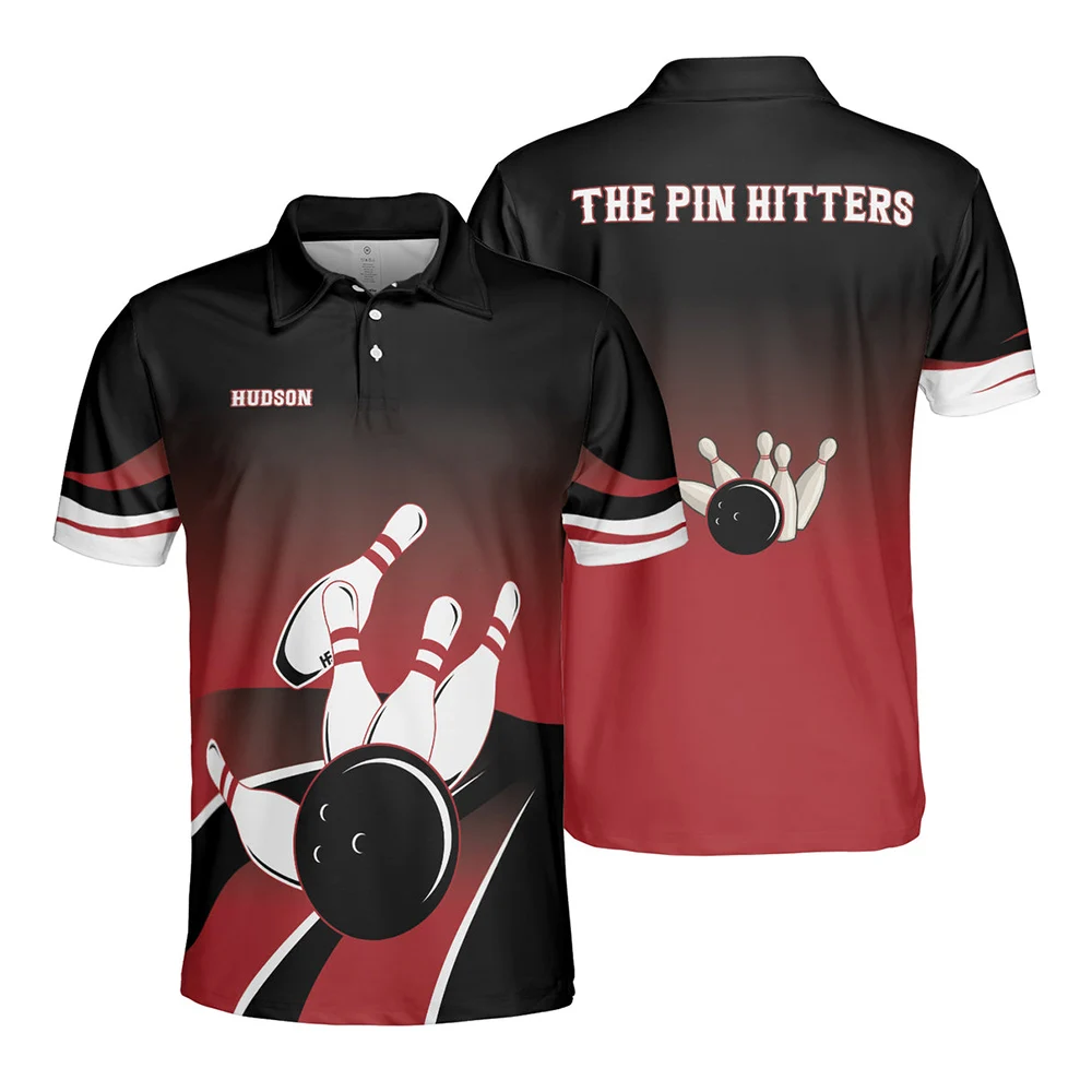 Bowling American Flag Polo Shirt For Men's New Short Sleeve Casual Stretch T-shirts Quick Drying Breathable Sports Clothing