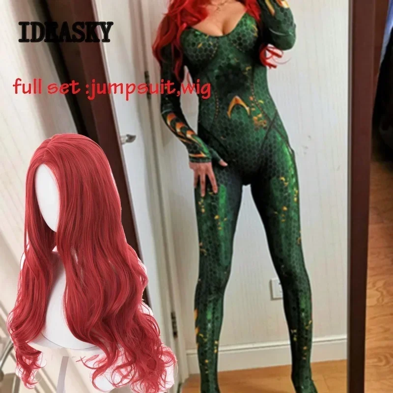 Halloween Carnival Movie Mera Cosplay Aquaman E Mera Costume Supereroe Donne Parrucca Zentai Tuta Tuta Tute Per Adulti
