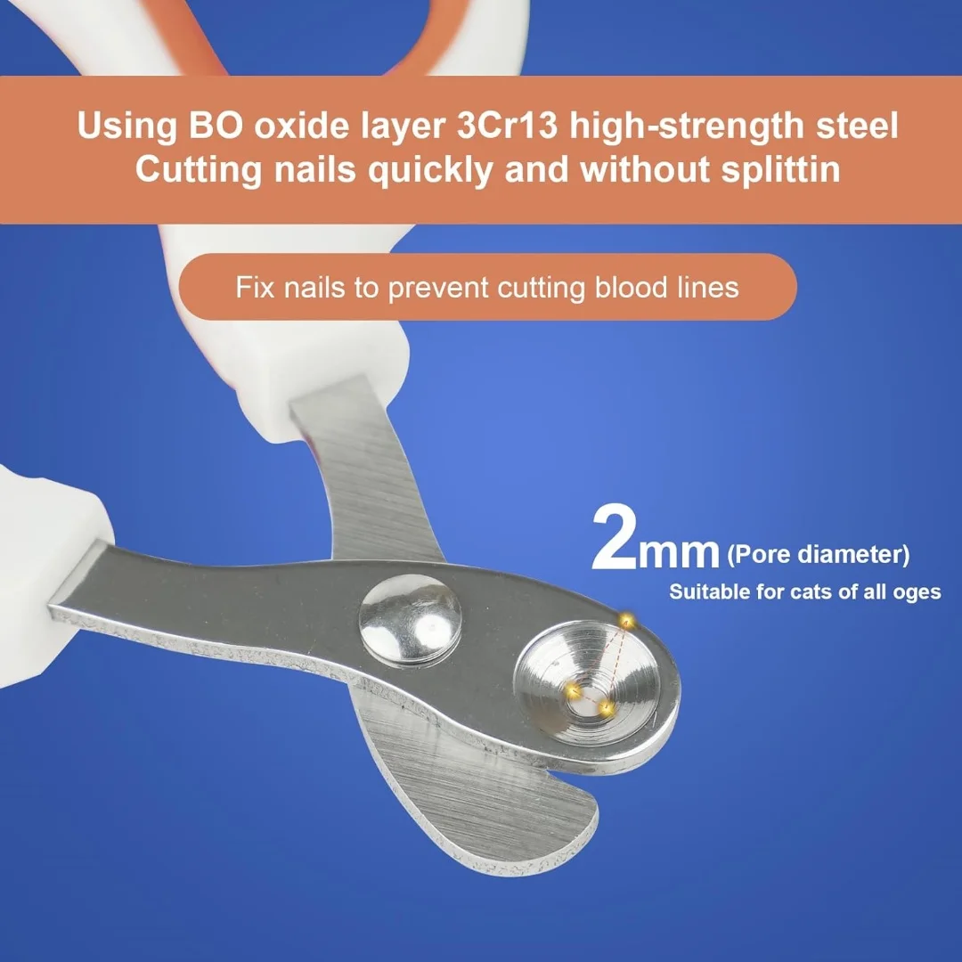 Cat Nail Clippers Circular Cut Hole Avoid Over Cutting Pet Nail Scissors Sharp Angled Blade Professional Paw Trimmer Set