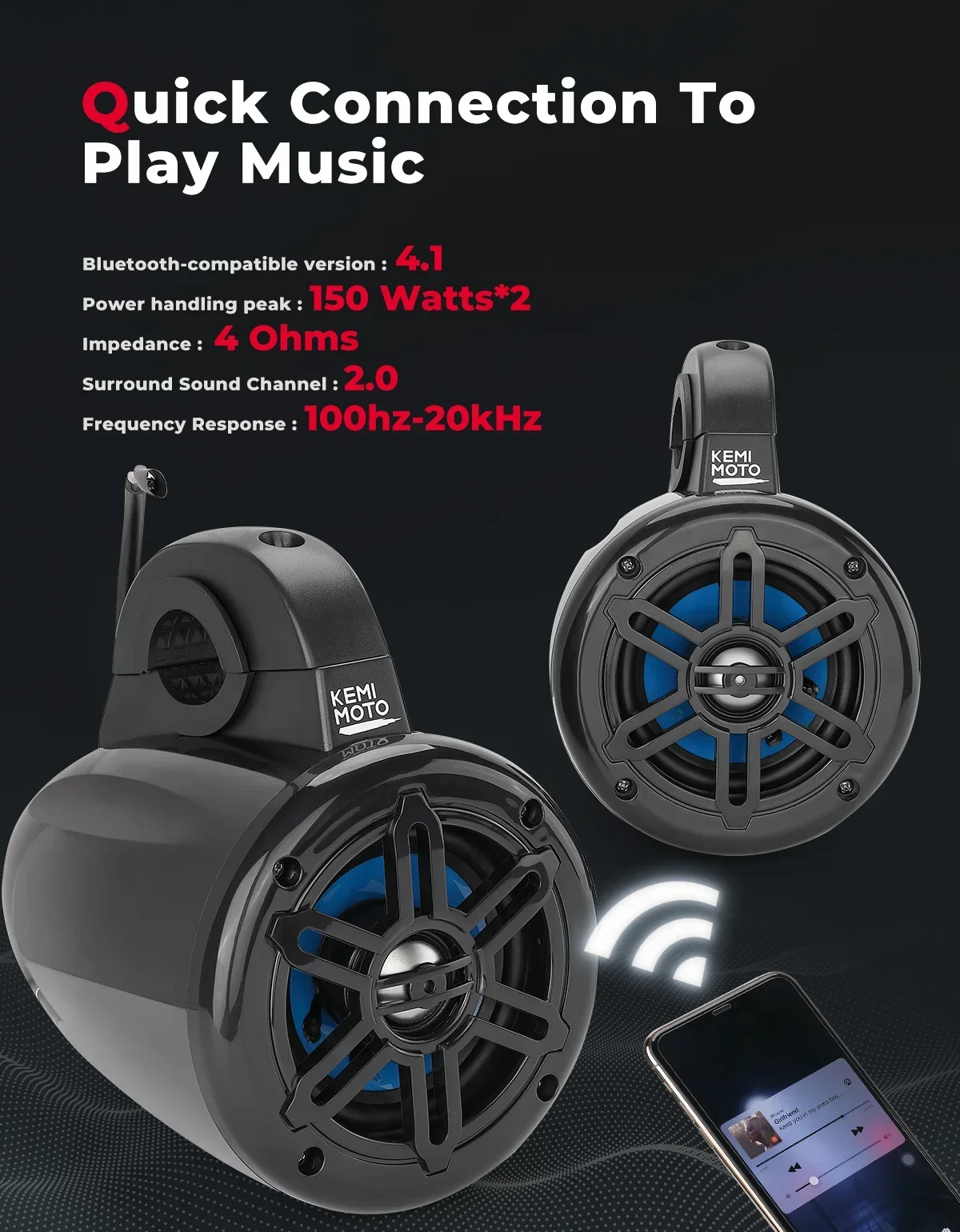 Tower Speakers Sound System For Honda Pioneer 1000