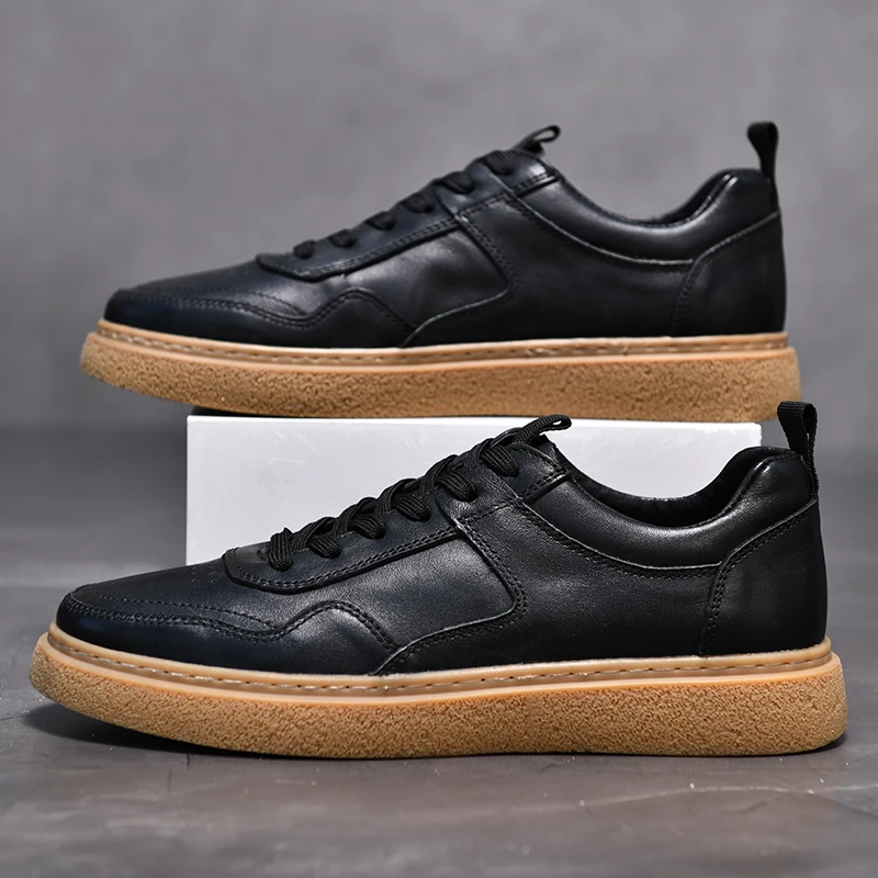 Designer Brand Men's Casual Shoes Outdoor Sports Shoes Men's Thick Soled Real Leather