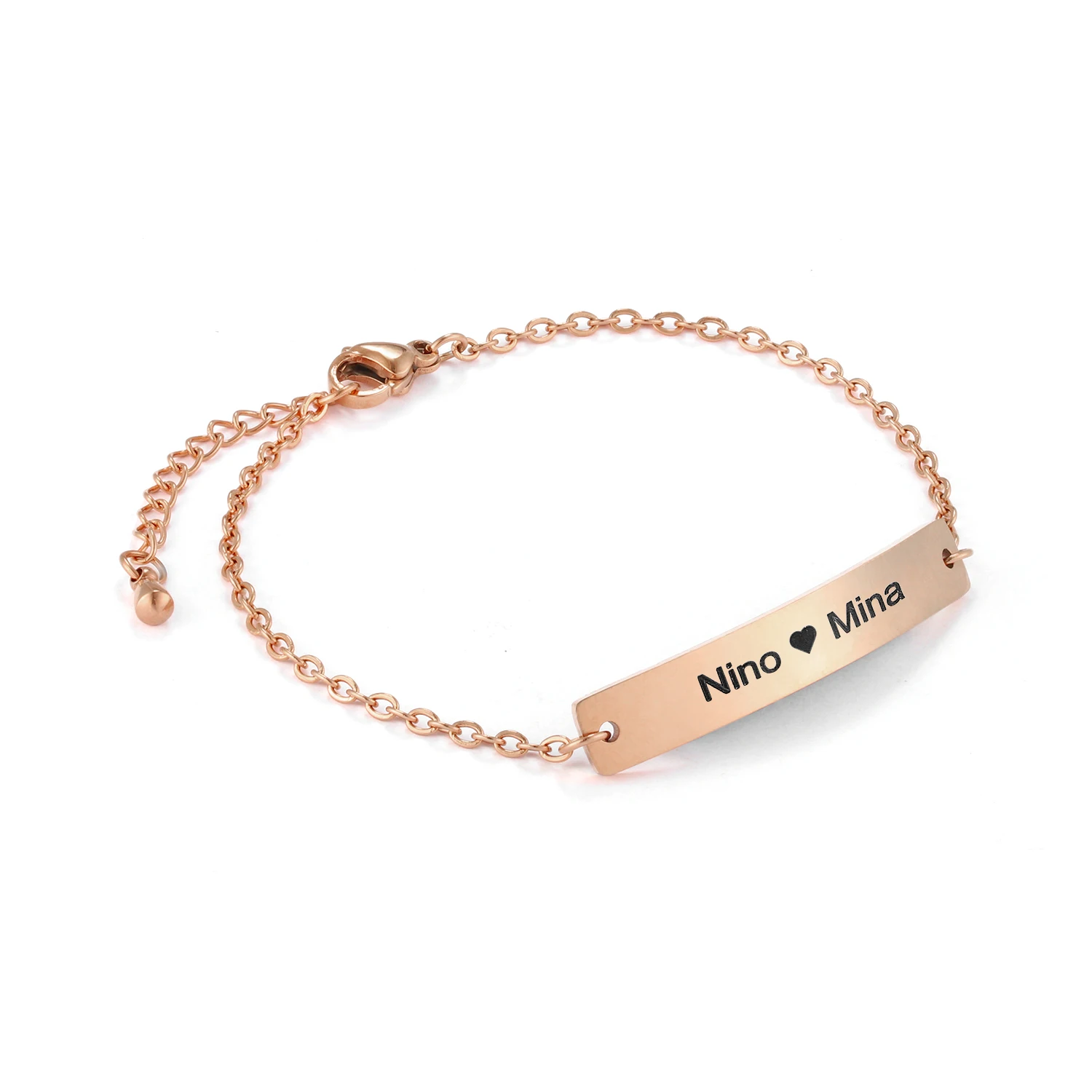 

Personalized Engraved Name Bracelet for Women Custom Stainless Steel Link Chain Bracelet Valentine's Day Gift