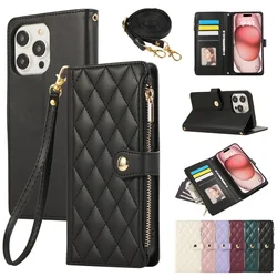 Elegant Crossbody Leather Wallet Phone Case with Wrist Strap and Card Holder Cover for iPhone 18 Pro Max (Black)