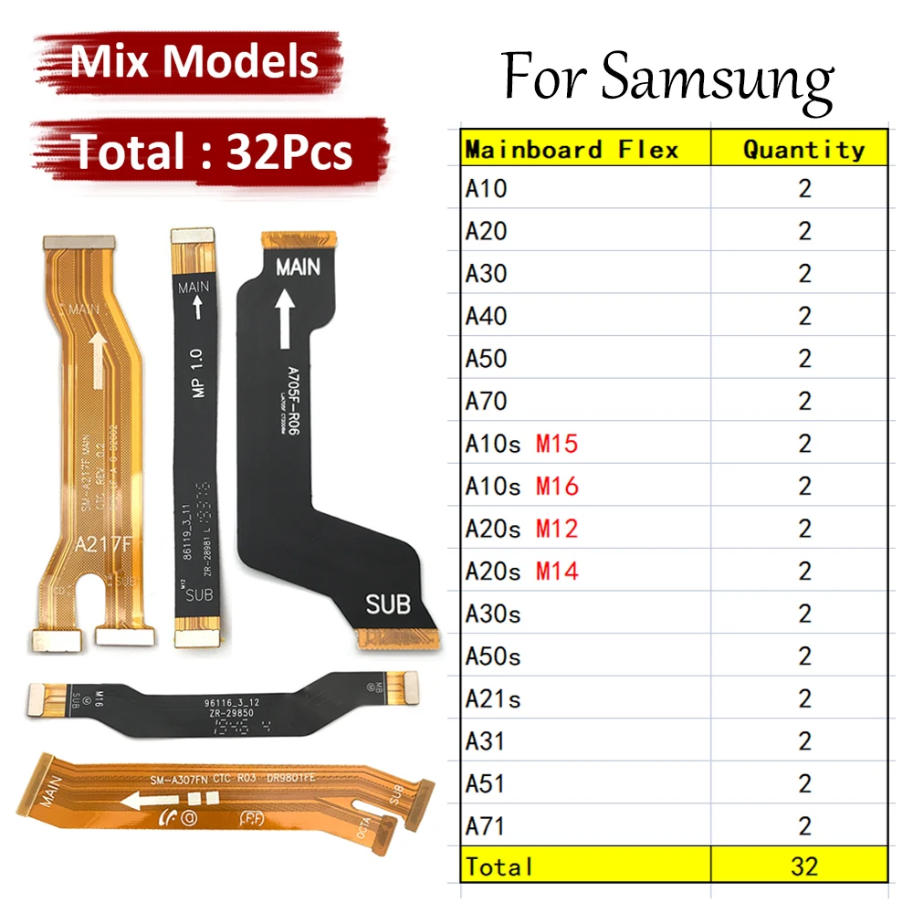 

32Pcs Main Board Motherboard Connector Board Flex Cable For Samsung A10 A20 A30 A40 A50 A70 A31 A51 A71 A10s A20s A30s A50s A21s