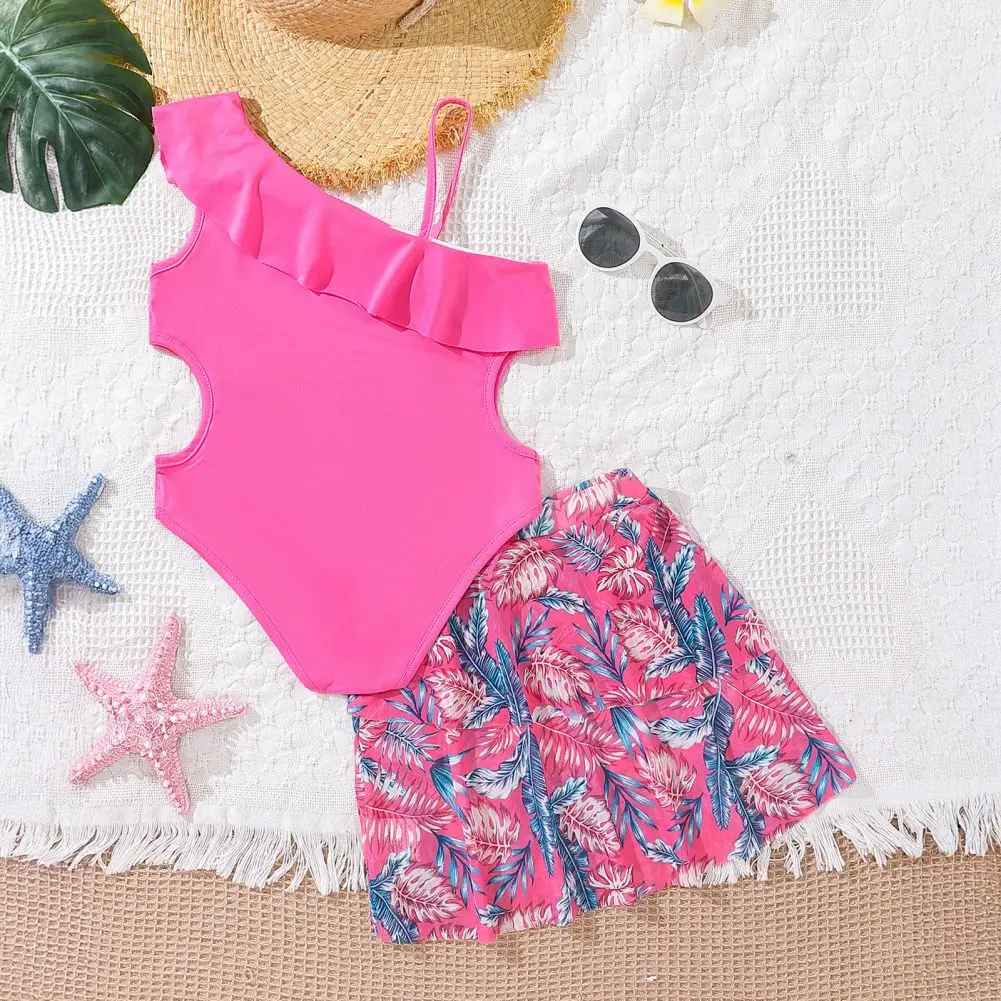 8-12 سنة الأطفال الفتيات المطبوعة ملابس السباحة 2 قطعة بلوزة بلا أكمام السباحة مع تنورة المراهقين ملابس السباحة ثوب السباحة