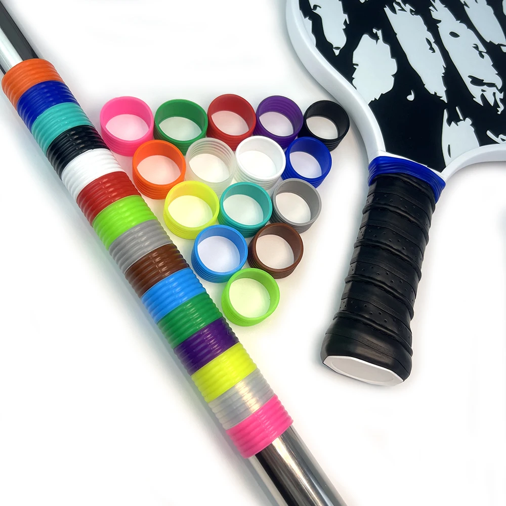 Tennis Racket Grip Round Elastic Silicone Ring Fixed Grip Rubber Sweat-Absorbent Belt Racket Sports Accessories 4Pcs