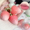 1pc Strawberry Keychain Warming Lip Balm Long Lasting Natural Pink Lipstick Tint Color Changing Lipstick Fruity Lips Care Makeup 2