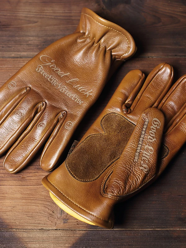 레트로 웨더드 탑 레이어 소가죽 장갑 아웃도어 천연 가죽 남성용 스포츠 어드벤처 내마모성 방염 풀 가죽