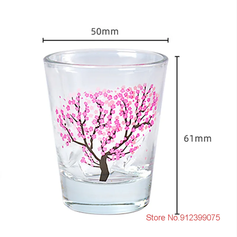 4 Pcs Lot Cold Discoloration Cherry Blossom Cup Magical Barware Wineglass Color Changing Mini Whisky Glass XO Vodka Shot Glasses