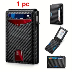 Carbon Fiber RFID Anti-Theft Slim Wallet (Carbon Black)