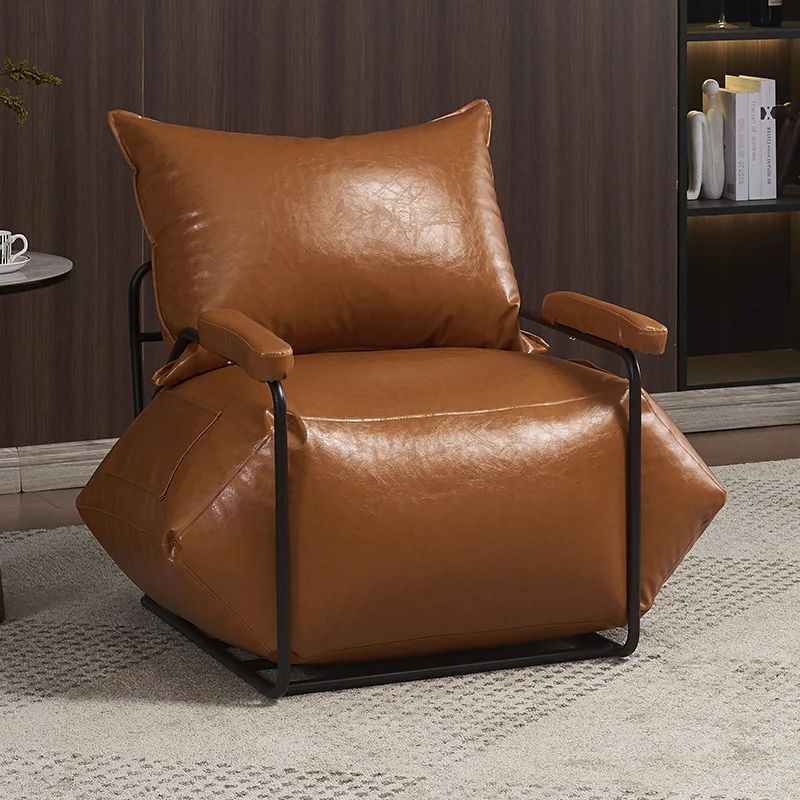 FULLLOVE Retro Lazy Living Room Sofas Chair Industrial Iron Single Bean Bag Chair Simple Luxury Balcony Leisure Lounge New