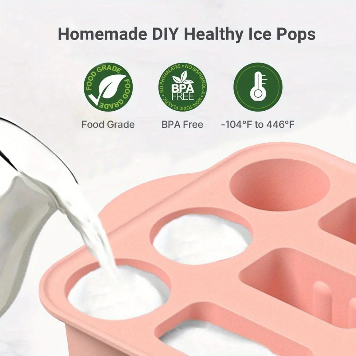 Popsicles Mold Reusable Easy-Release Silicone Homemade Maker Ice Pop Mold Trays with 50 Popsicle Sticks Summer Gifts