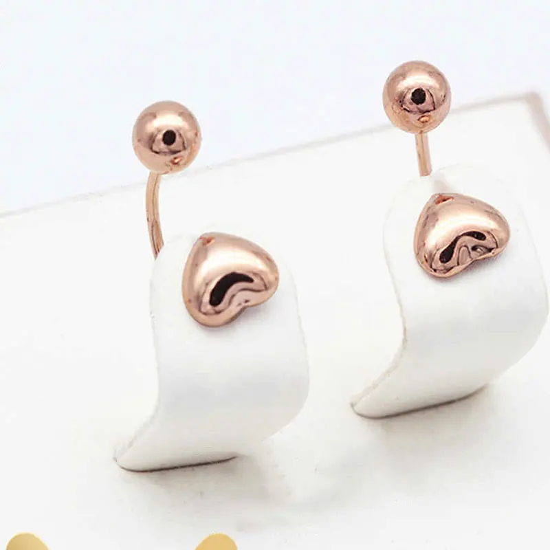 

Kamashana Russian 585 purple and gold glazed heart with a multi-student fashion U-shaped earrings female rose gold enfashionTide