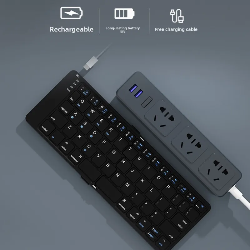 New folding bluetooth keyboard high-end business leather mobile phone tablet can be connected to laptop office keyboard