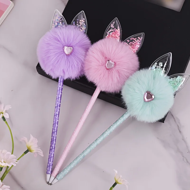 라인 석이있는 5 개의 푹신한 토끼 볼펜 세트 미니 노트북 쉬운 펜 형광펜 미니 포켓 나이프 휴대용