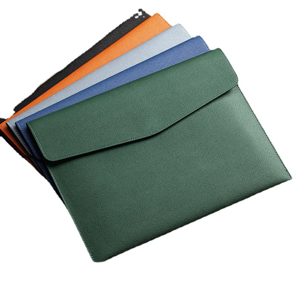 A4 File Pocket Dustproof Documents Pouch Business PU Leather File Bag Large Capacity Folder School Office Stationery