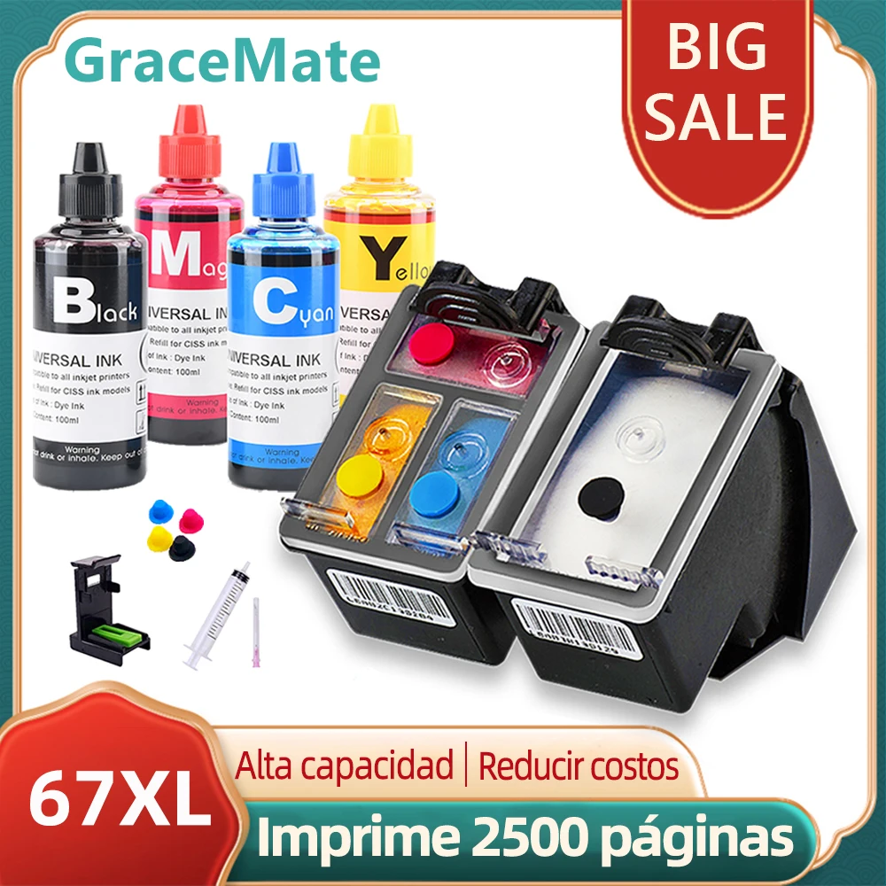 Reemplazo de cartucho de tinta para impresora HP, 67XL ENVY 6010, 6012, 6020,  6022, 6030, 6032, 67 XL|Cartuchos de tinta| - AliExpress