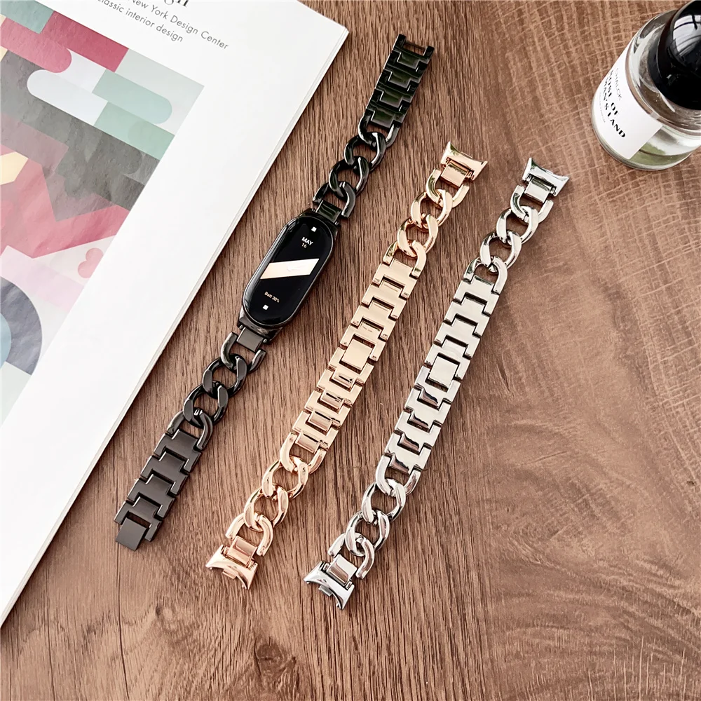 

Frameless Metal Wristband for Xiaomi Mi Band 8 Strap Cowboy Chain Bracelet for Miband Belt Replacement Accessories