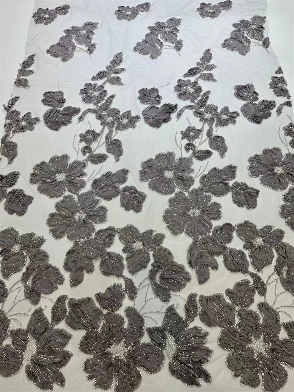 Description Picture 6 of itemHot Sale Unique Design Africa High Quality Handmade Beautiful 3D Embroidery Beads With Sequins For Wedding or Party Dress