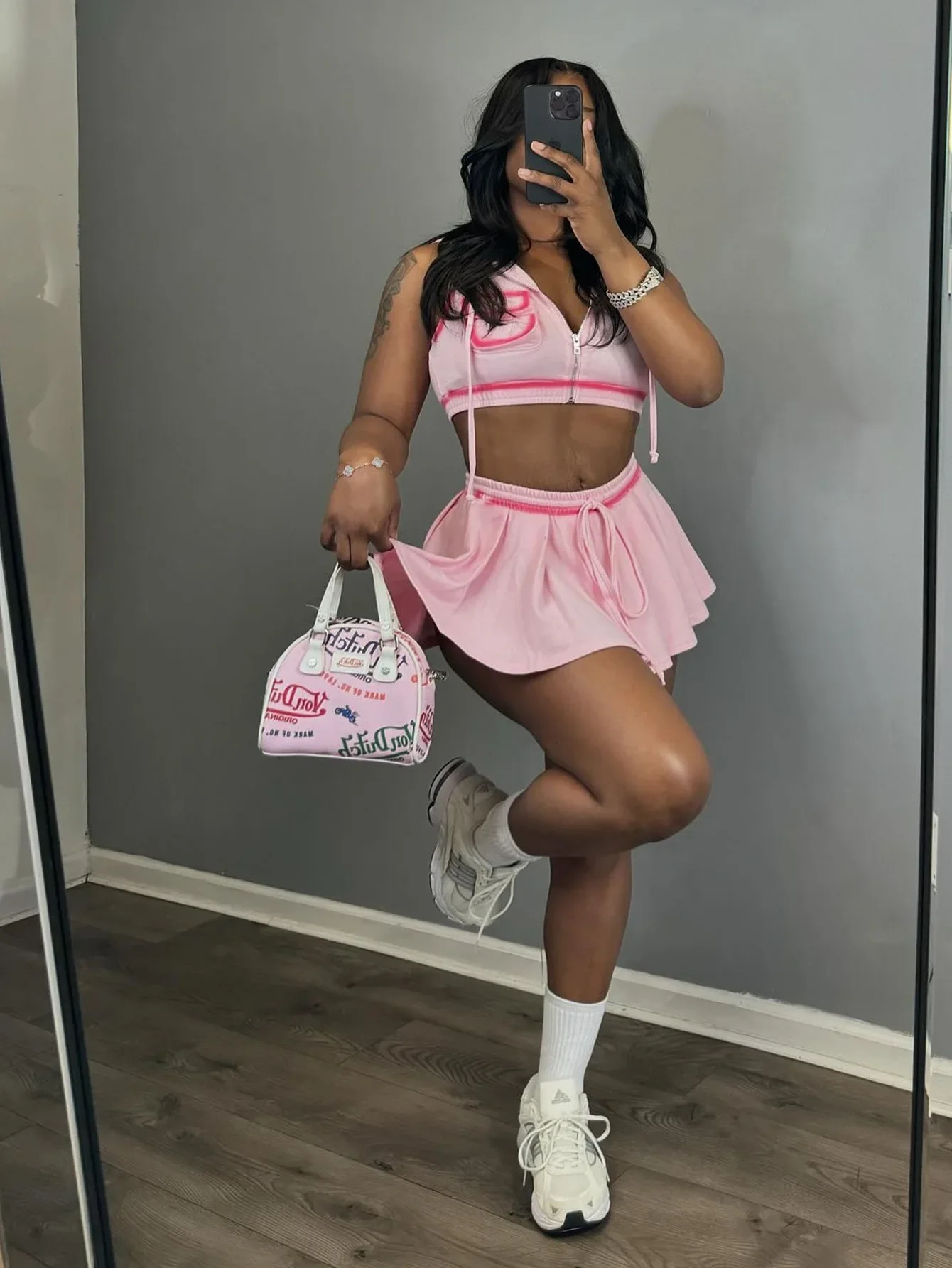 Summer Hoodie Tops 2 Piece Skirt Set Women Y2K Streetwear Sexy Crop Tops Jackets Pleated Cute Dress Two Piece Set Skirts Outfits