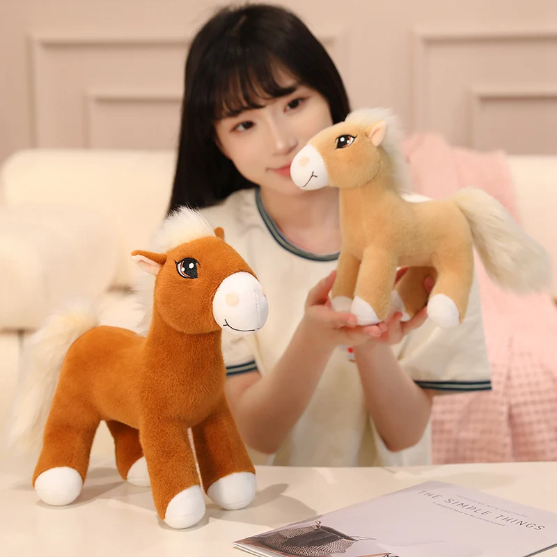 Lifelike Standing Horse Plush Toys Cozy Stuffed Anime Big Eyes