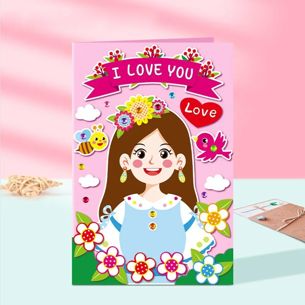 

Preschool Thank You Blessing Kids Pupil DIY 3D Greeting Card Handcraft Postcard Greeting Card Materials Mother's Day Card