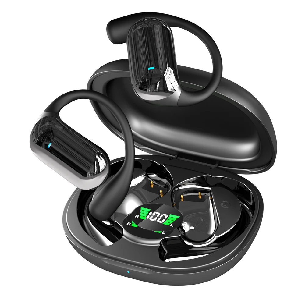 BT 5.3 AI Translation Earbuds with Ear Hook Translator Headphones Open Ear Headphones for Running Fitness Learning Accessories translator earbuds translator earphones translation headset